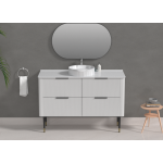 Line R-Corner Matte White All Drawers Vanity Cabinet Only